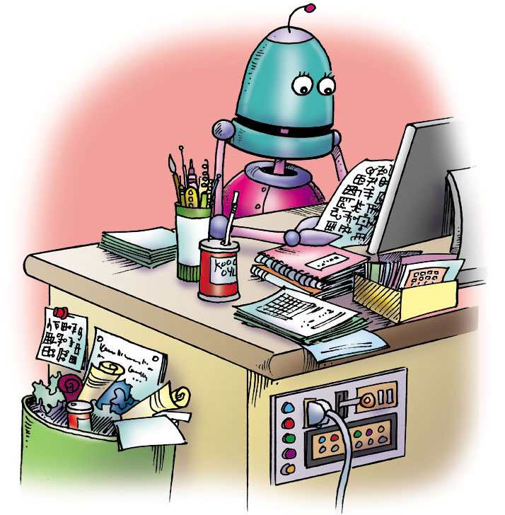 An image of Mombot on her computer