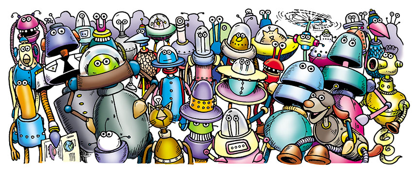 A large group of robots - the Alottabotz!